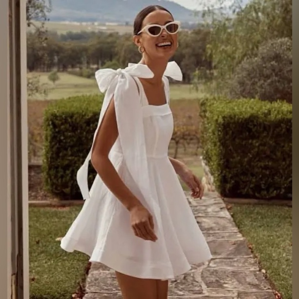 Dissh Linen Bow Mini Dress